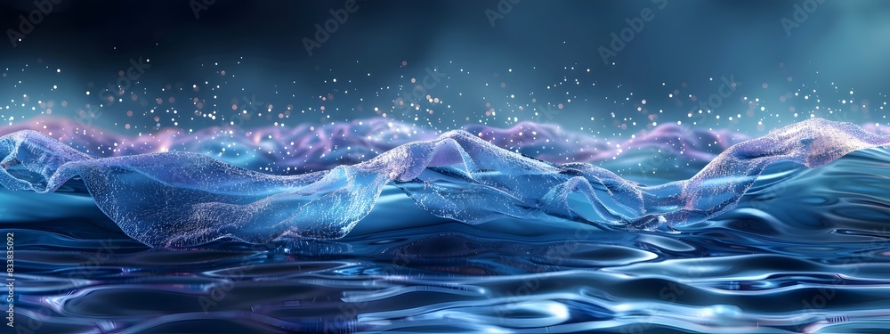 Aufkleber captivating waves a surreal of fluid dynamics and material absorption