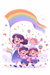 LGBT families celebration Pride month , gay and lesbian relationship. Rainbow and Pride element with white background.	
