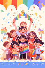 Fototapeta premium LGBT families celebration Pride month , gay and lesbian relationship. Rainbow and Pride element with white background. 