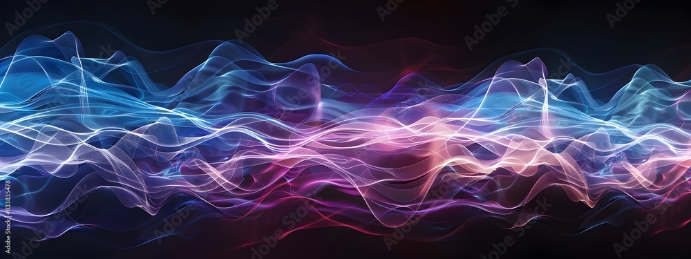 Poster captivating wave transmission glowing abstract waves flowing through a dynamic digital medium