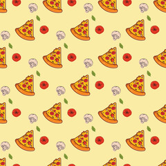 Pizza Pieces Seamless Vector Pattern Design