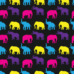 Pop Art Elephants Seamless Vector Pattern Design
