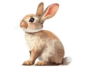 Obraz premium Adorable cartoon rabbit illustration showcasing a cute bunny with large ears and fluffy fur, perfect for children's books and holiday designs.