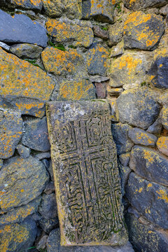 Khachkar at Sevanavank Monastery is a monastic complex located on a peninsula at the northwestern shore of Lake Sevan in Sevan, Armenia.