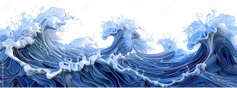 Poster captivating of turbulent wave patterns with fluid dynamism and expression