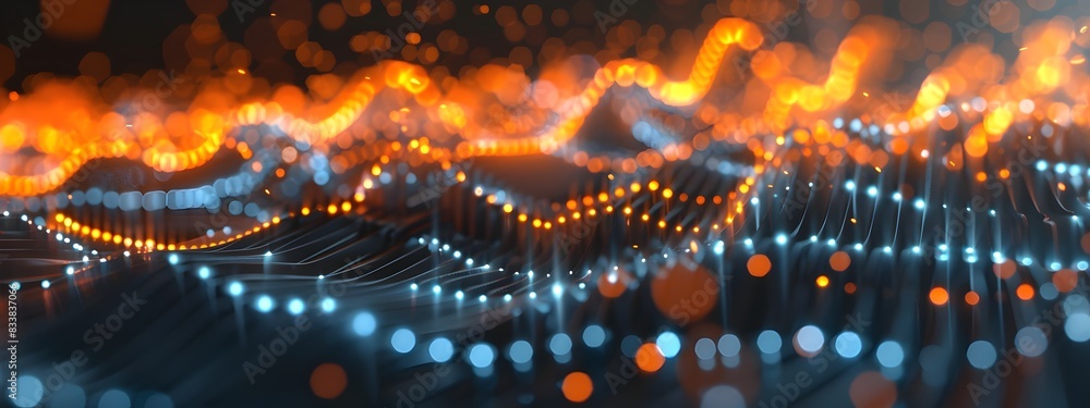 Poster frequency histogram with vibrant bokeh lighting and abstract background