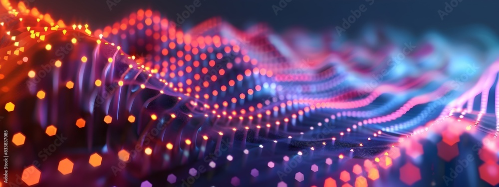 Poster vibrant frequency histogram captivating digital art depicting dynamic wave patterns and data