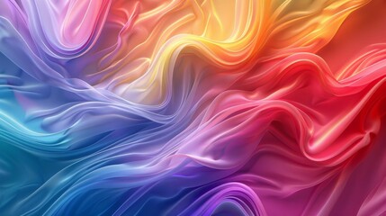 Fototapeta premium Illustrate a 3D flat render of a swirling multicolor spectrum, resembling a fluid ribbon, set against a soft gradient background, suitable for vibrant and impactful graphic designs
