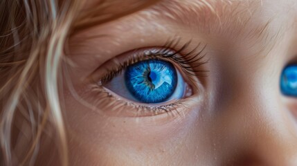 Closeup of a child with striking blue eyes