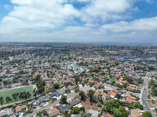 Fototapeta premium Aerial view of houses and communities in Vista, Carlsbad in North County of San Diego, California. USA.