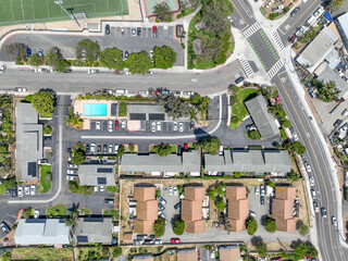 Aerial view of houses and communities in Vista, Carlsbad in North County of San Diego, California....