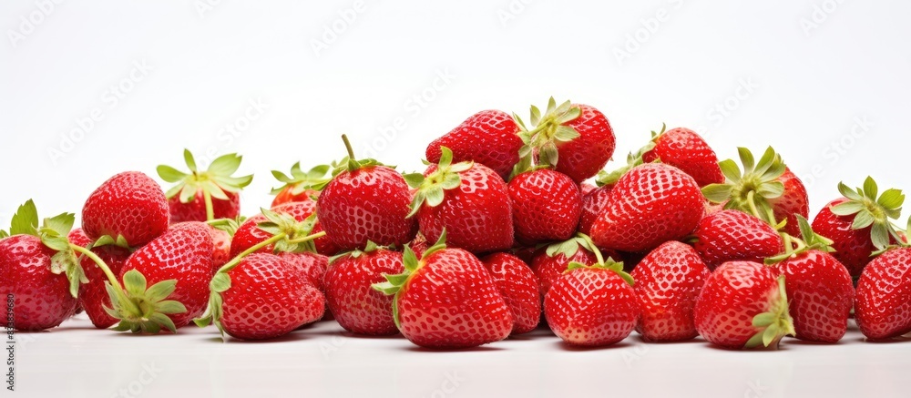 Poster isolated fresh strawberries with a copy space image.