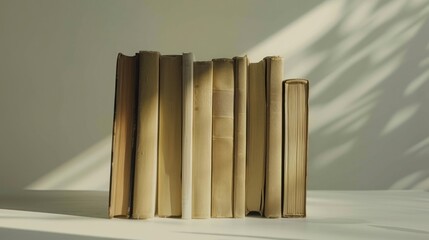 five lonely books On a white background