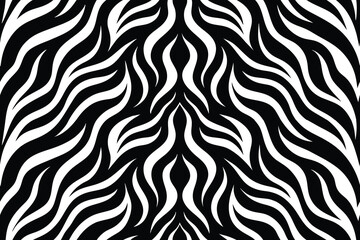 Intricate Seamless Black Tiger Pattern with Bold Monochrome Stripes for Graphic Design and Textile Art
