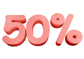 red 50% Fifty percent 3D PNG