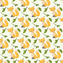 Scandinavian Fox Seamless Vector Pattern Design