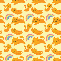 Smiling Cat Seamless Vector Pattern Design (2)
