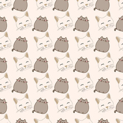 Fototapeta premium Smiling Cat Seamless Vector Pattern Design