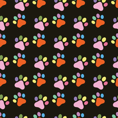 Splashed Paws Seamless Vector Pattern Design