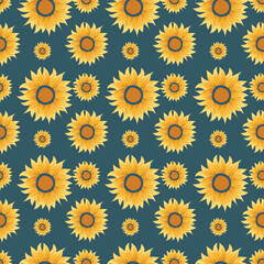 Sunflower Wakening Seamless Vector Pattern Design