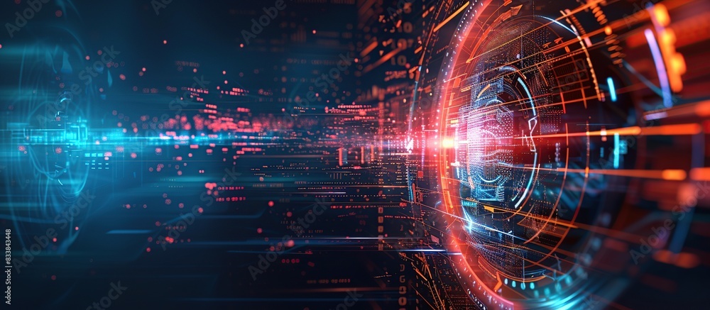 Aufkleber Connections system and global data exchanges over the globe 3D rendering elements.
