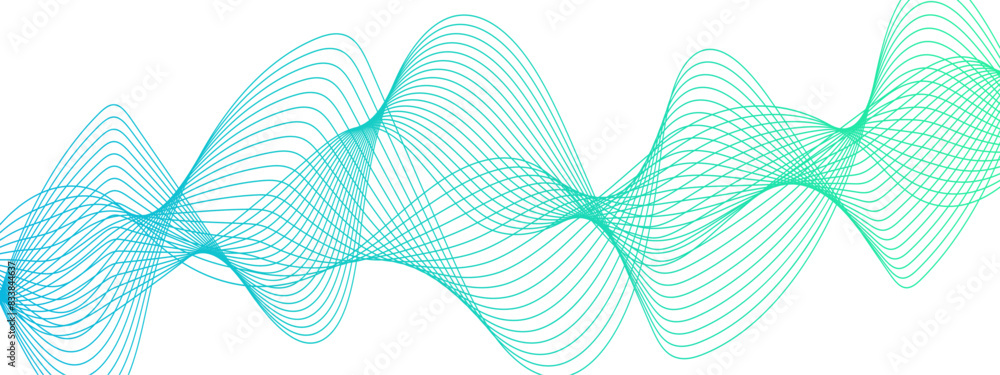 Poster abstract blue digital blend wave with modern flowing technology lines. futuristic sound wave lines b