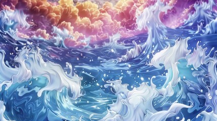 Obraz premium Pastel teal background featuring a 3D render of an abstract reflection in a distorted mirror, in a minimalist style for a cool and sophisticated look