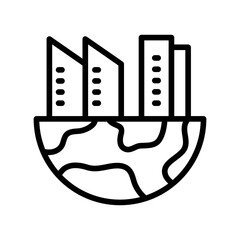 Green city line icon. Go green icon. Environment icon isolated on white background. Transparent background, minimalist symbol. Vector images