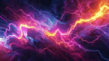 Neon Lightning, Lightning with neon lights and abstract shapes