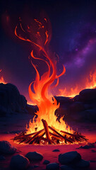 A mesmerizing fire flame amazing scene in vivid colors.