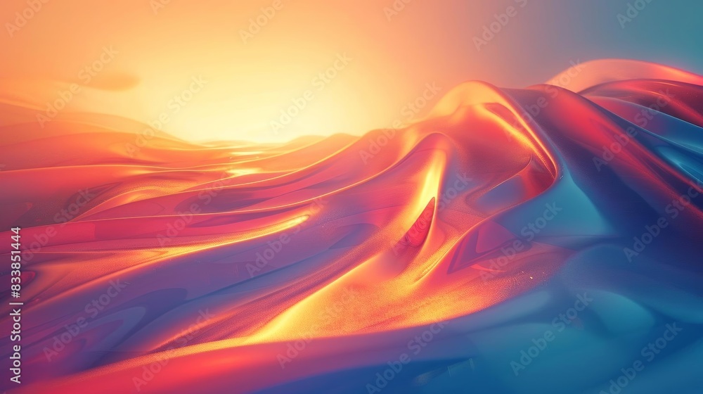 Wall mural Minimal style 3D illustration of light trails flowing around abstract shapes