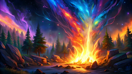 Fototapeta premium A mesmerizing fire flame amazing scene in vivid colors.