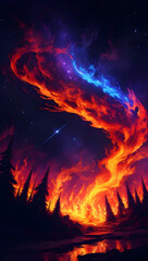 Fototapeta premium A mesmerizing fire flame amazing scene in vivid colors.