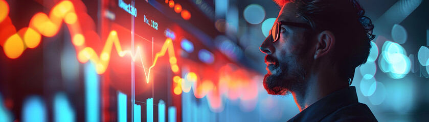 Photo realistic portrait of Operations Director with process metrics illustrating operational performance and corporate growth. Perfect for corporate and business advertising campa