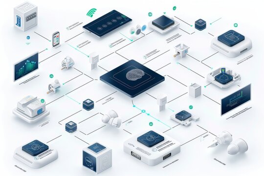 IoT network with interconnected devices and human head silhouette, symbolizing smart technology integration