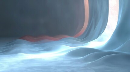 Illustrate a 3D model of abstract forms blurred by the speed of light trails