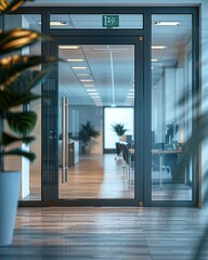 Focus on Glass door entrance office