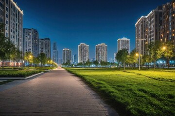 Fototapeta premium downtown city at night