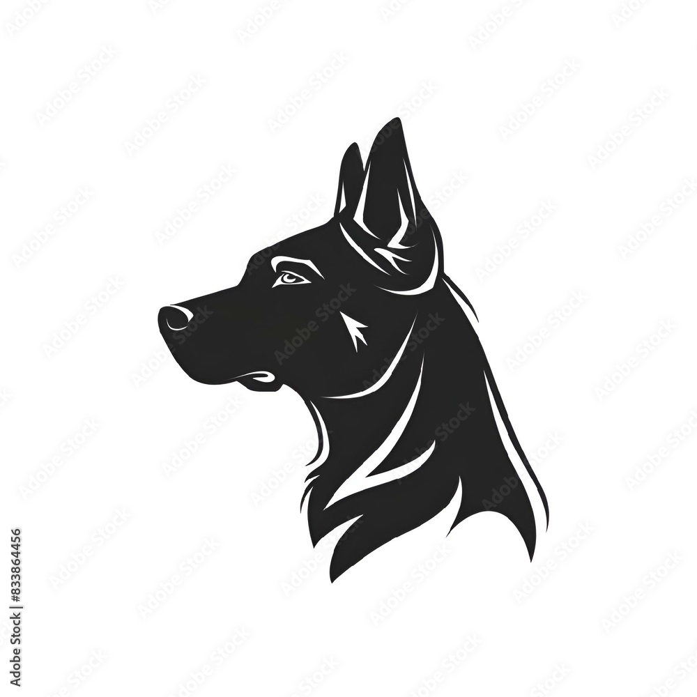 Poster AI-generated, black and white illustration of a dog on white background, a vector illustration