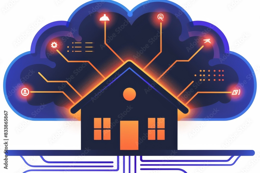 Aufkleber cloud computing concept with glowing neon connections, symbolizing modern digital infrastructure and