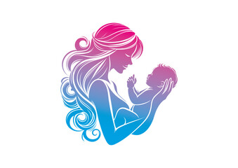 Mom and baby vector, mother’s day vector, mom and child vector
