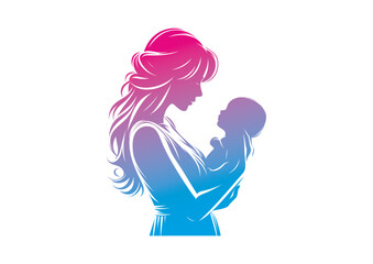 Mom and baby vector, mother’s day vector, mom and child vector
