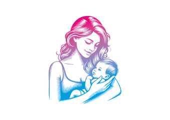 Mom and baby vector, mother’s day vector, mom and child vector