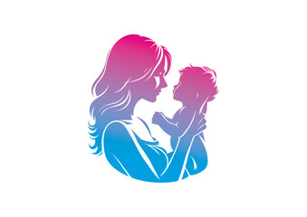 Mom and baby vector, mother’s day vector, mom and child vector