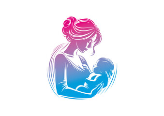 Mom and baby vector, mother’s day vector, mom and child vector