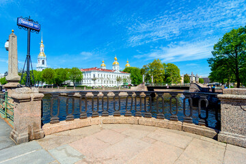 St. Petersburg, Russia - May 27, 2024: View of the Marine Epiphany Cathedral of St. Nicholas (St....