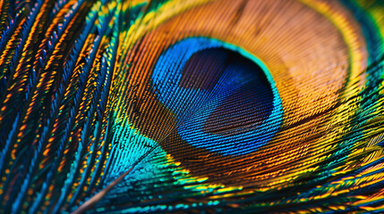 Obraz premium Intricate and Colorful Patterns of a Peacock Feather
