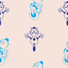 Merry Robots.  Cute blue and light blue robots in a seamless repeat pattern background. Perfect for wallpaper, fabric and scrapbooking projects.