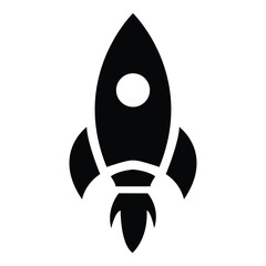 Rocket icon. Black Rocket vector on white background.  Rocket launcher icon. Vector illustration. 