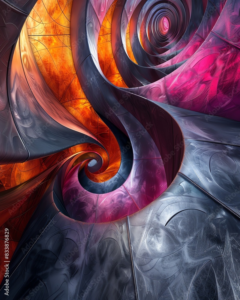Poster abstract 3d background with fractal patterns and deep color contrasts